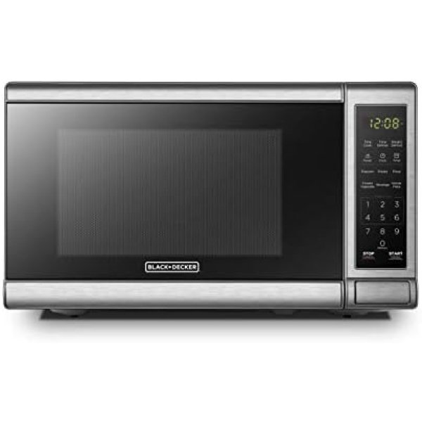 BLACK+DECKER EM720CB7 Digital Microwave Oven with Turntable Push-Button Door