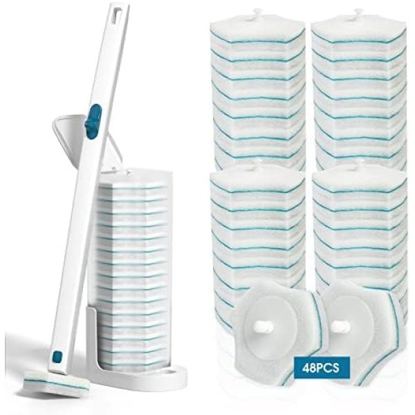 BALORIZ Disposable Toilet Brush with 48 Refills, Toilet Bowl Brush Disposable