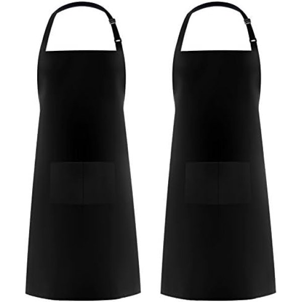Syntus 2 Pack Adjustable Bib Apron Waterdrop Resistant with 2 Pockets Cooking