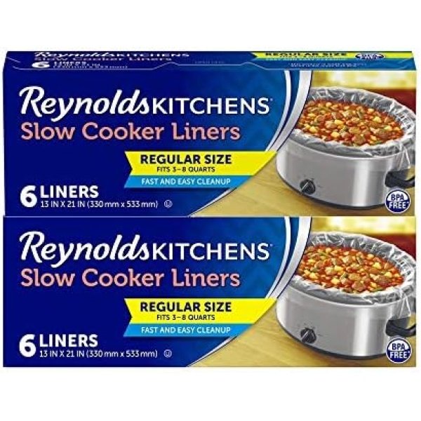 Reynolds Kitchens Slow Cooker Liners, Regular (Fits 3-8 Quarts), 6 Count