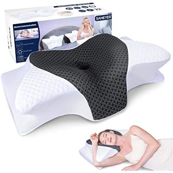 SAHEYER Cervical Pillow for Neck and Shoulder Pain Relief, Odorless Heated Neck
