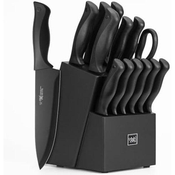 Knife Set, HUNTER.DUAL 15 Pcs Kitchen Knife Set with Block Self Sharpening