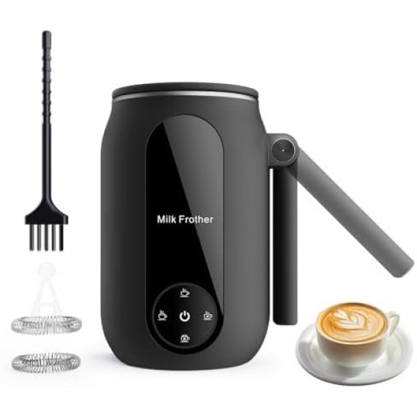 Portable 4-in-1 Milk Frother and Steamer with Foldable Handle, 8.5oz/250ml Hot &