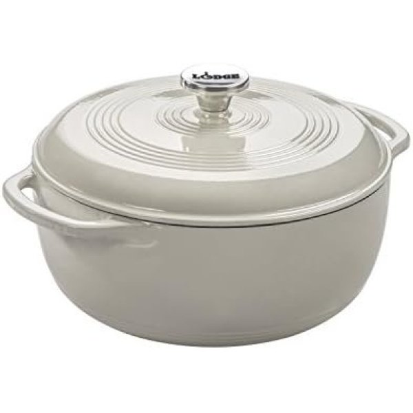 Lodge 6 Quart Enameled Cast Iron Dutch Oven with Lid – Dual Handles