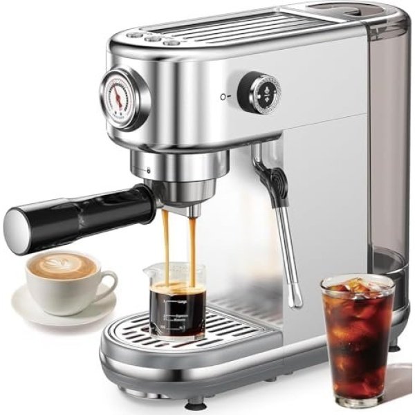 Espresso Machine with Milk Frother, 20 Bar High Pressure Professional Espresso