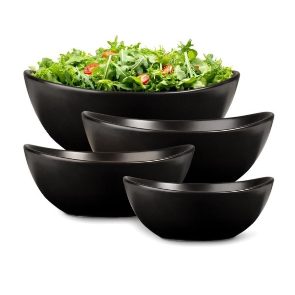 HOME BEETS Matte Black Ceramic Serving Bowls for Entertaining