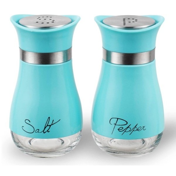 LONFFERY Salt and Pepper Shakers, Stainless Steel and Glass Bottle
