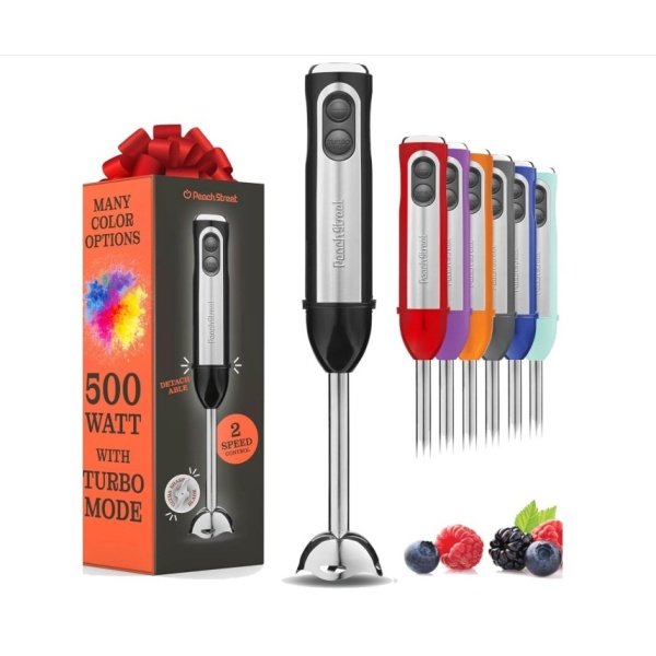 PEACH STREET Powerful Immersion Blender, 500 Watt with Turbo Mode
