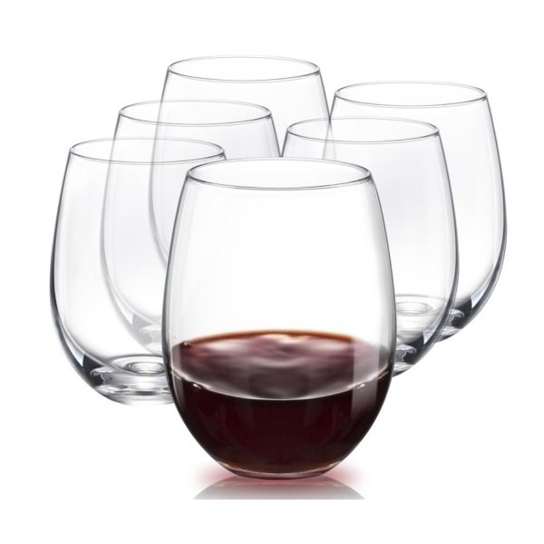 S SALIENT Stemless Wine Glasses Set of 6,Hand Blown Red Wine Glasses