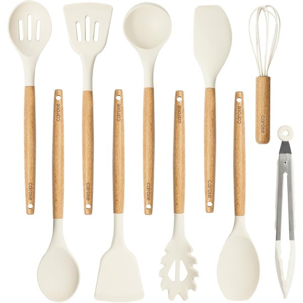 CAROTE Silicone Cooking Utensils Set, Kitchen Utensils Set 10 Pcs